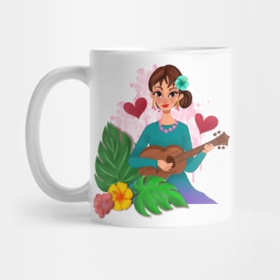 Girl playing a ukulele Mug